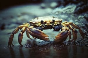 un crabe sur une plage